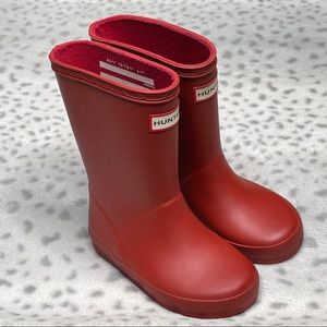 Hunter My First Short Rain Boot Matte Red Pull On